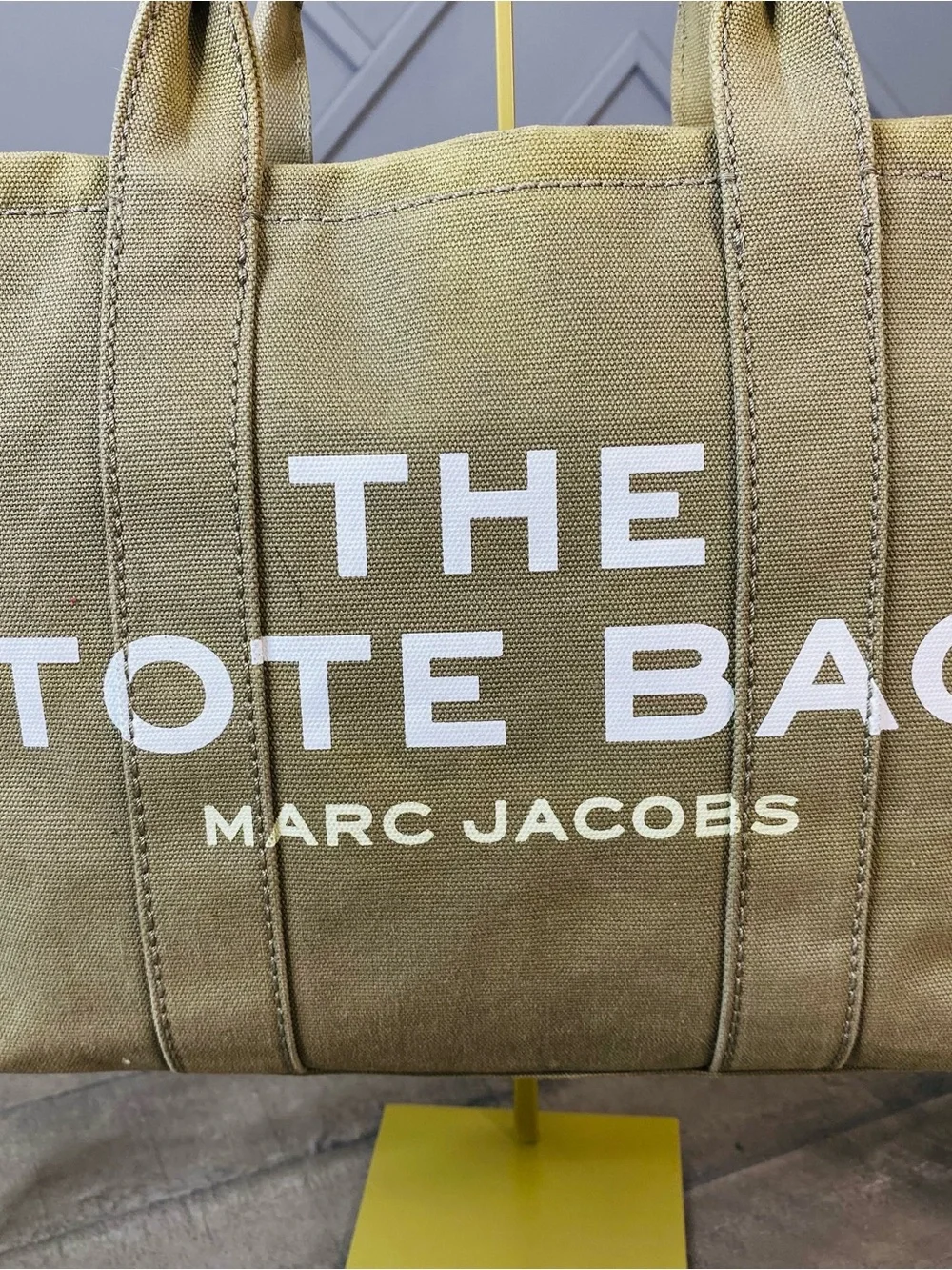 Authentic Marc Jacobs The Canvas Tote Bag Slate Green Khaki Crossbody Medium